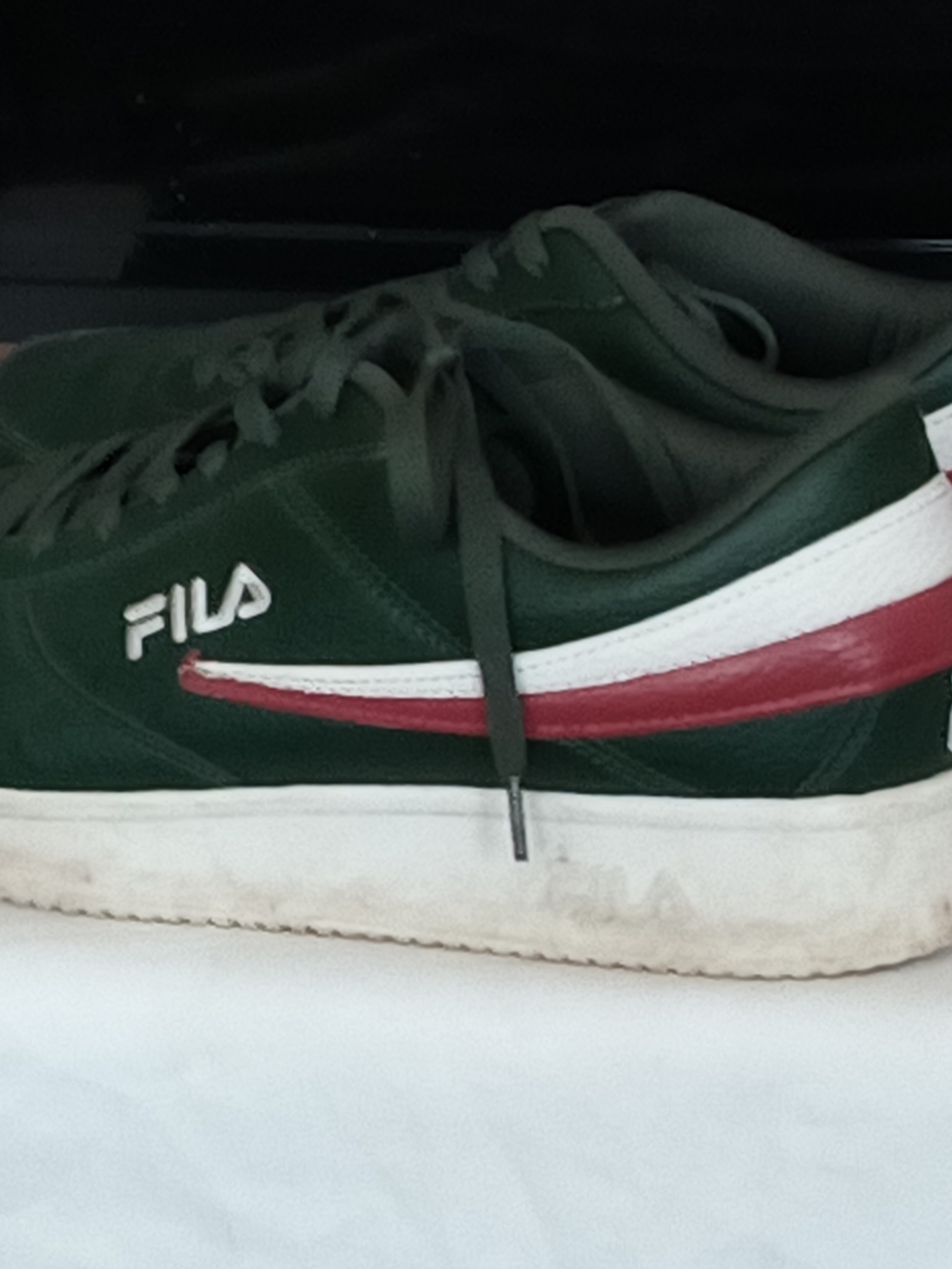 FILA Men's Green Low-Top Sneaker with White & Red Accent Size 12 Used